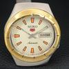 VINTAGE SEIKO 5 AUTOMATIC 7009A JAPAN MENS CREAM COLOR DIAL WATCH A709111-1