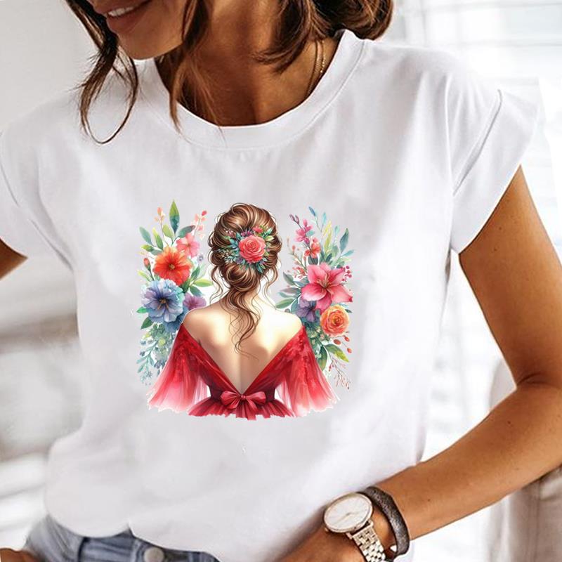 (Asian Size) butterfly cute Casual Clothing Printed Female Top T Shirt o-neck Short Sleeve T-shirts Lady Fashion Women Graphic Tee