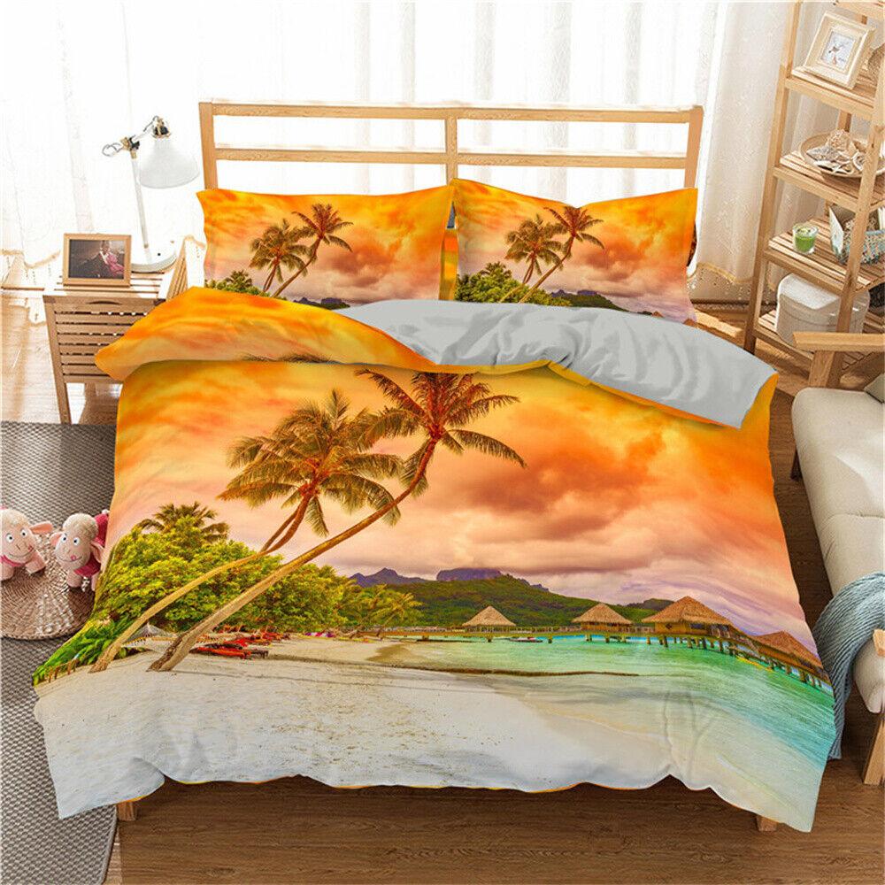Coconut Tree Doona Duvet Cover Set Single Double Queen King Bedding Quilt Cover