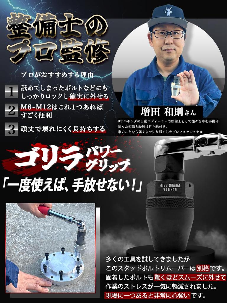 If This Doesn't Work, Give Up! Stud Bolt Remover for 6-12mm Bolts. [Breakage] [Rust] [Stuck] [Striped] [Gorilla Power Grip]