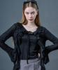 Sitipabjeu [Cp] Cropped Rough Shirred Strap Layered Long Sleeve T-Shirt Cardigan [Black] Kcl.