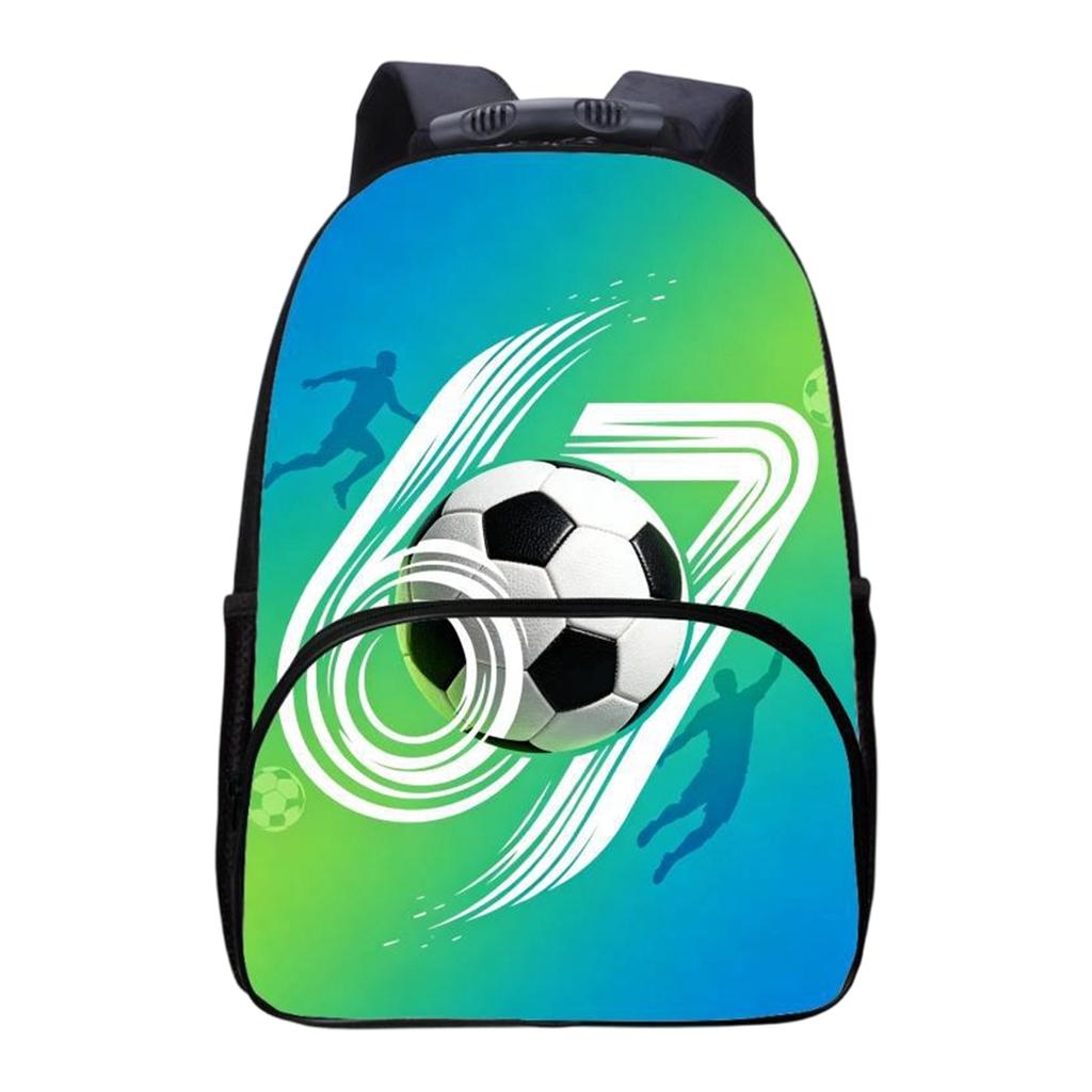 Large Capacity Soccer Print Backpack Durable School Bag with Multiple Compartments Adjustable Shoulder Straps and Front Pocket for Daily Use