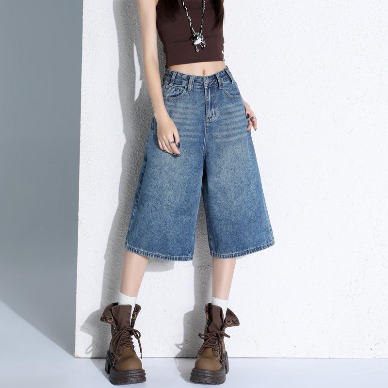 Women's Plus Size Loose Straight-Leg Denim Cropped Pants - Summer BF Lazy Style