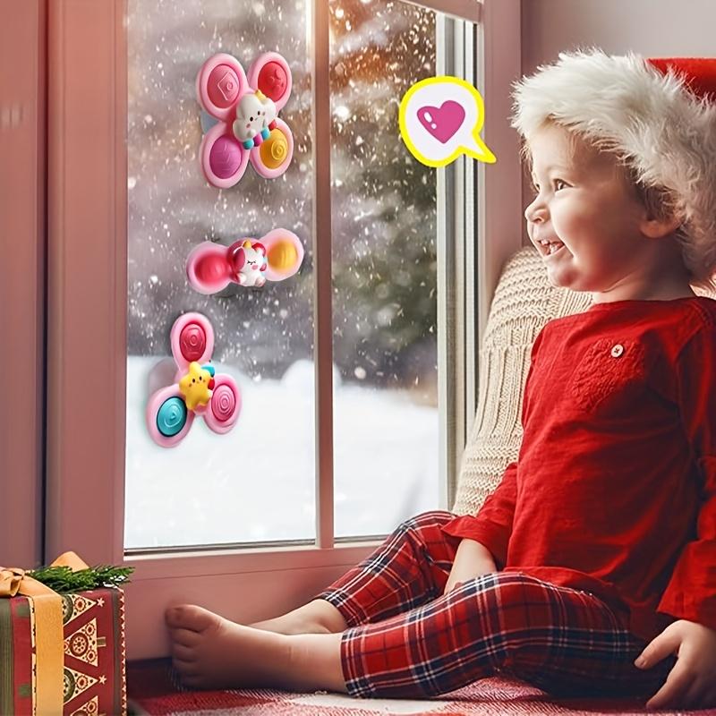 3pcs Suction Cup Spinner Toys for Youngsters 360° Rotating Sensory Toys with Unicorn, Star Cloud Shapes, Durable Plastic Window Wall Decor,