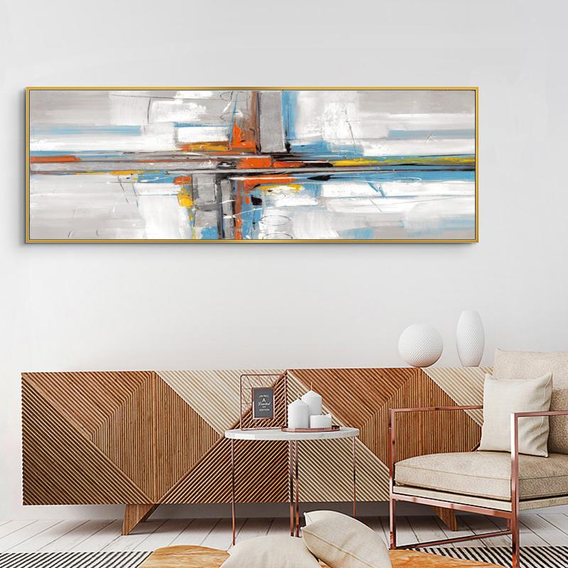 

Скандинавское абстрактное искусство, картина маслом на холсте, постеры и принты, настенные художественные картины для украшения гостиной, без рамки 20*40cm