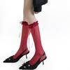 Summer Ultra-thin Transparent Long Socks Stockings Bandage Bow JK Girls Knee Socks Polka Dot Lolita Ruffle Socks Women Stockings