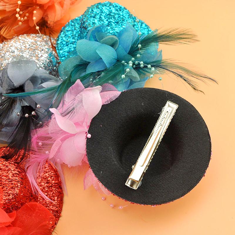 1 Stück Haarspangen Feder Damen Haaraccessoires Blumenmädchen Fascinator Hut Kopfschmuck Perlenbesatz