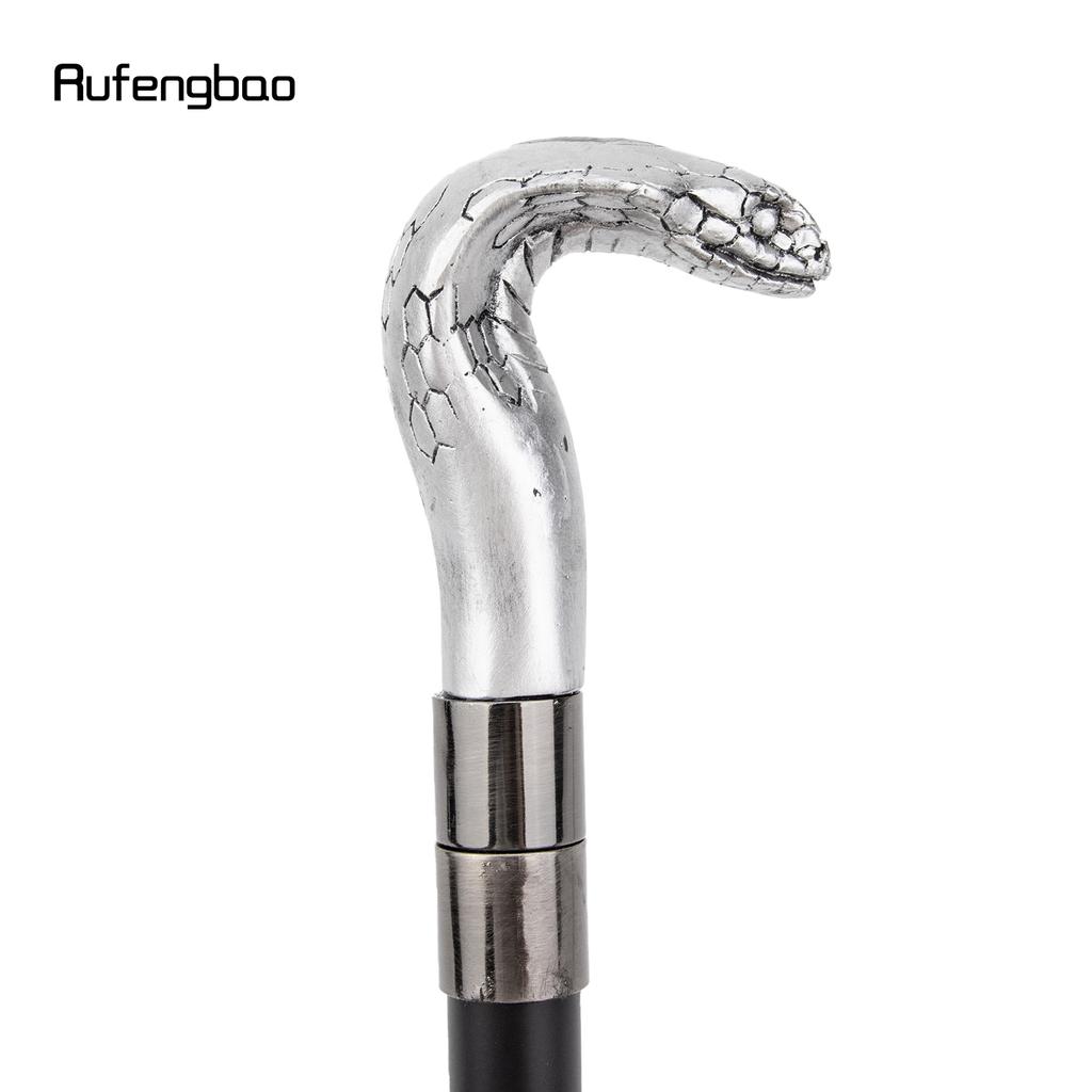 White Resin Snake Cobra Head Walking Cane Fashion Decorative Steel Stick Gentleman Elegant Cosplay Cane Knob Crosier 95cm