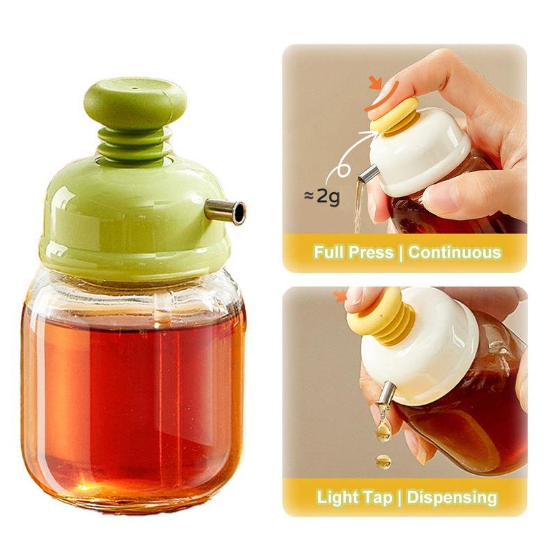 Press-top Glass Oil Bottle,Soy Sauce And Vinegar Condiment Bottle,Home Kitchen Spice Metered Oil Control Bottle