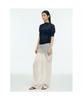 Anggae Wave Knit Half Sleeve Top Navy