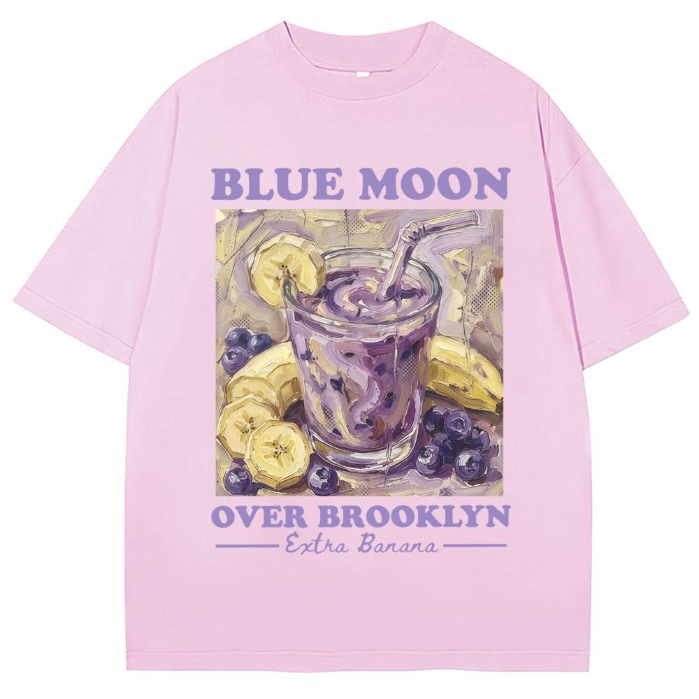 Blue Moon Over Brooklyn Banana Smoothie T Shirt Men Women Fashion Aesthetic T-shirt Oversized Cotton Casual T Shirts