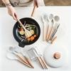 12PCS Silicone Kitchen Utensil Set with Wooden Handles Include Spatula, Spoon, Whisk, Whisking Pad, Heat Resistant, Durable