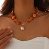 Natural shell beaded pearl pendant necklace personalized vacation style collarbone chain niche fashion item