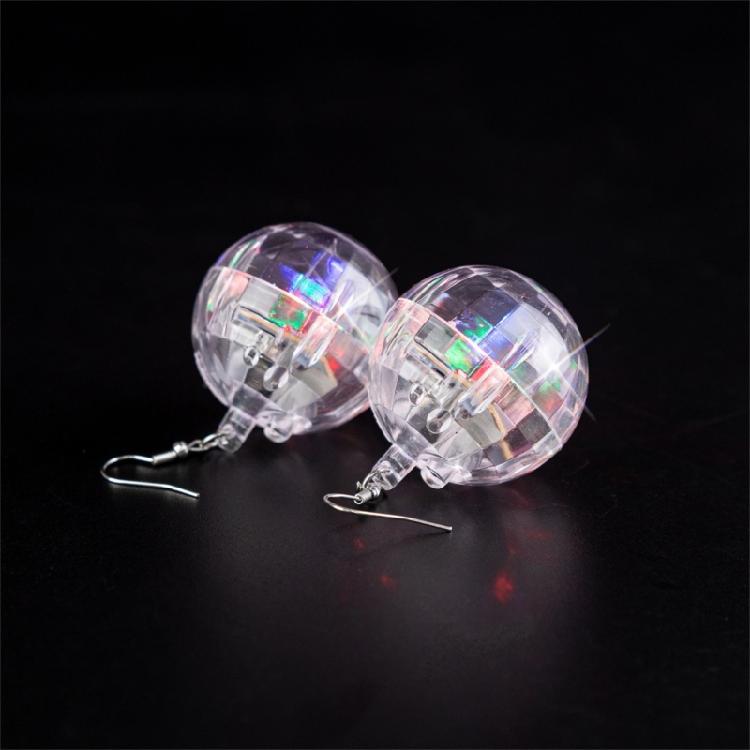 Colorful LED Earrings with Disco Balls Style Nightclub Earrings Plastic Texture Suitable for Party Wear and Clubbing Wear