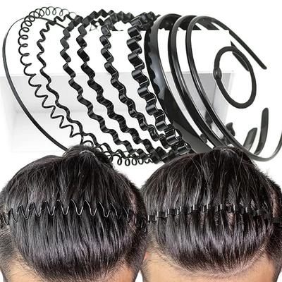 6pz Cerchietto Moda Onda Uomo Donna Unisex Capelli Neri Mossi Fascia per Capelli Fascia Sportiva Fascia per Capelli Copricapo Accessori per Capelli Regali