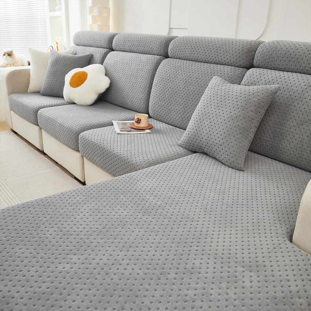 Polarfleece Einfacher Kissenbezug Elastischer Sofabezug Schlichtes Jacquard Ankleiden Wohnzimmer Schutzsofa