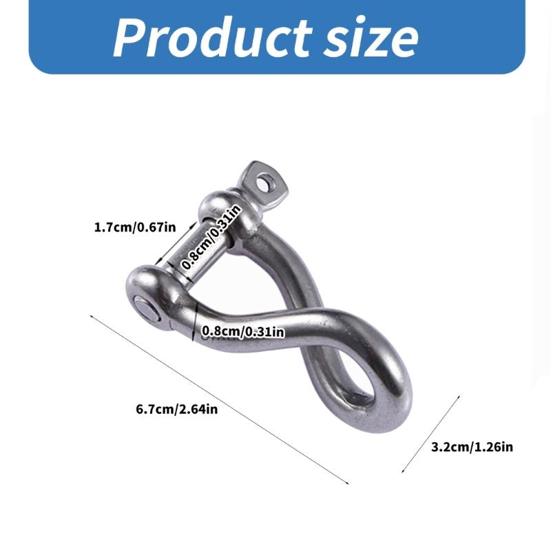 Heavy Duty 8mm Stainless Steel Twisted Shackle for Towing Lifting Towing Mooring Saltwater Boat Sailing Yacht Hardware