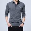 PoloT-shirt a maniche lunghe con risvolto tinta unita da uomo in cotone casual alla moda coreana