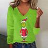 Women's Cute Sweatshirt Knitted Fashion Casual V-neck Long-sleeved  Cozy Print Top