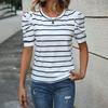 New Fashion Summer Stripe Pullover Women's Top Casual T-shirt