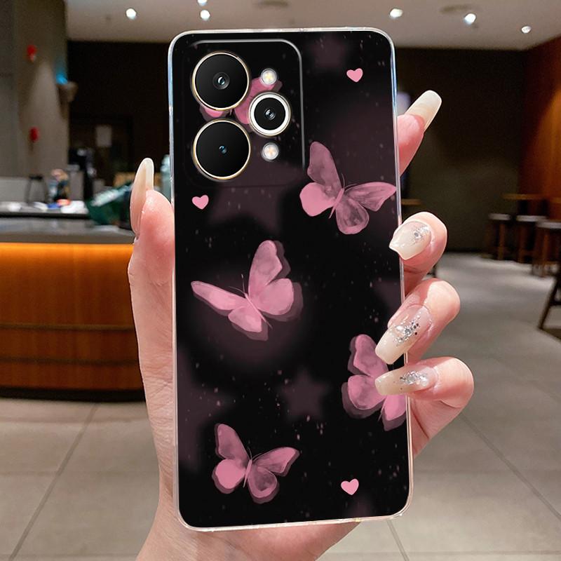 For Realme 15 Pro 15T 5G Elegant Flower Butterfly Bow Phone Funda Cover RMX5106 RMX5101 Soft Silicone Transparent TPU Jelly Case