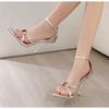 Fashion Summer New Style Fashion Rivet Design Buckle Strap Women Sandal Sexy Open Toe Stripper Thin Heels Hollow Out Shoes Zapatos Mujer