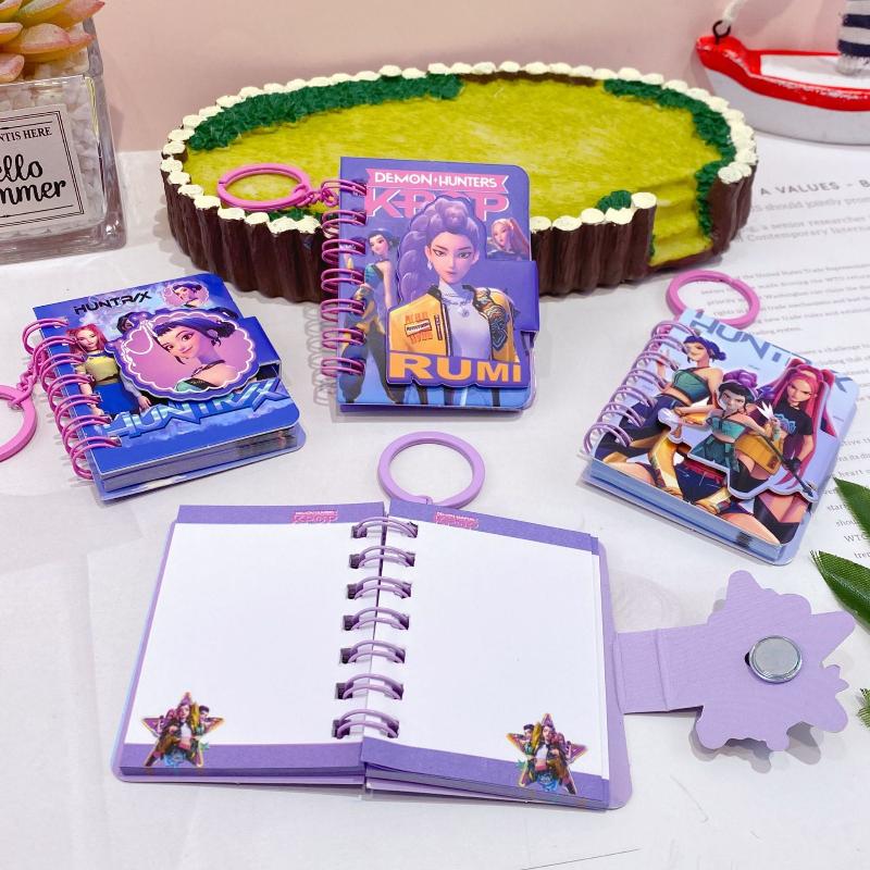 1Pcs Random Kpop Demon Hunters Keychain Notebooks Rumi Mira Zoey Anime Patterns Coil Notepad Stationery School Supplies Gifts