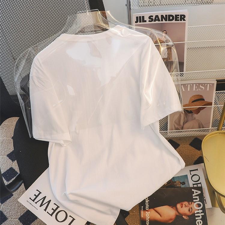 GMXIA Koszulka damska z nadrukiem kreskówkowym na wiosnę i lato, koszulka z krótkim rękawem z czystej bawełny, damska koszulka z wyczuciem stylu, swobodny top