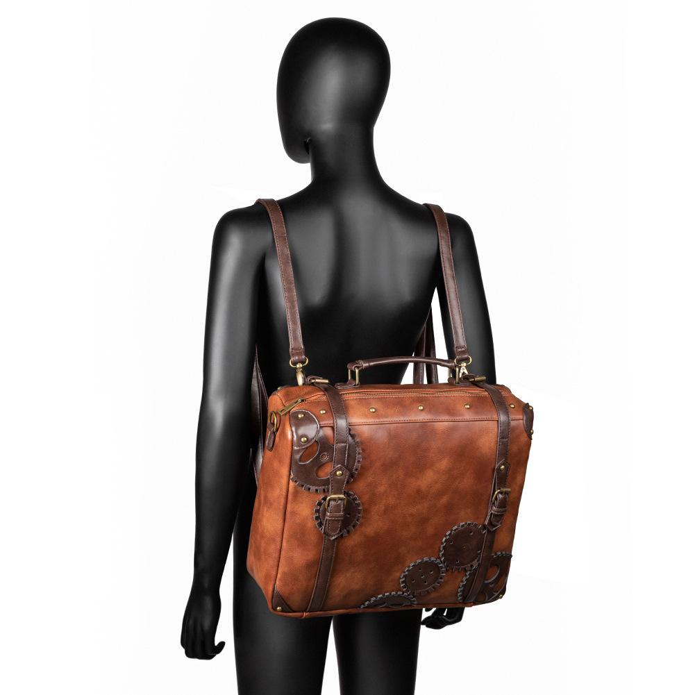 Steampunk Medieval Retro Style Large-capacity Contrasting Color Women's Messenger Bag Portable Shoulder Computer Bag Tide