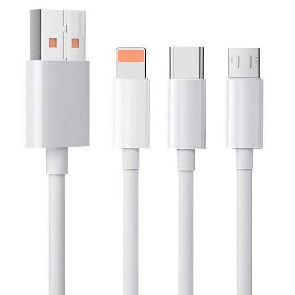 Universal 3-in-1 6A Fast Charging Cable for Huawei, Apple, and Android Devices