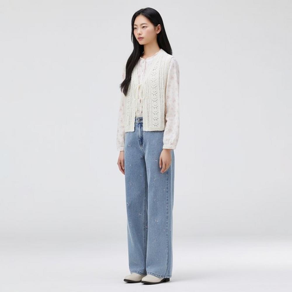 Thursday Island Lace Mix Print Frill Blouse T262mbl148w