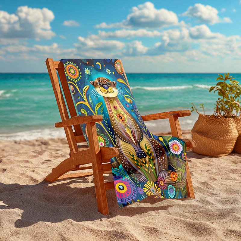 1Pc Otter Dreamy Garden Beach Towel, Quick Dry, Multi-Use for Beach Pool Gym Yoga Home Travel, Christmas, Halloween, Xmas Gift M92992