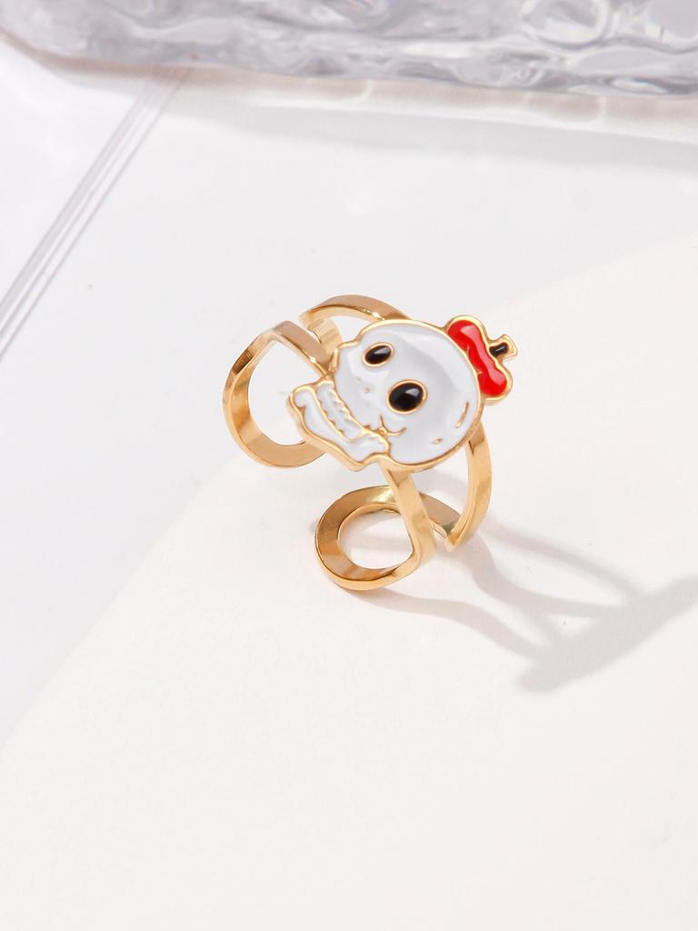 Trendy Open Monster Stainless Steel Ring: European & American Style for Halloween & Christmas