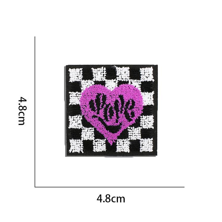 Square Embroidery Cloth Sticker, Computer Embroidery Chapter, Ironing Plaid Pattern Patch Sticker, Clothes Decoration Patch Sticker, Embroidery Label