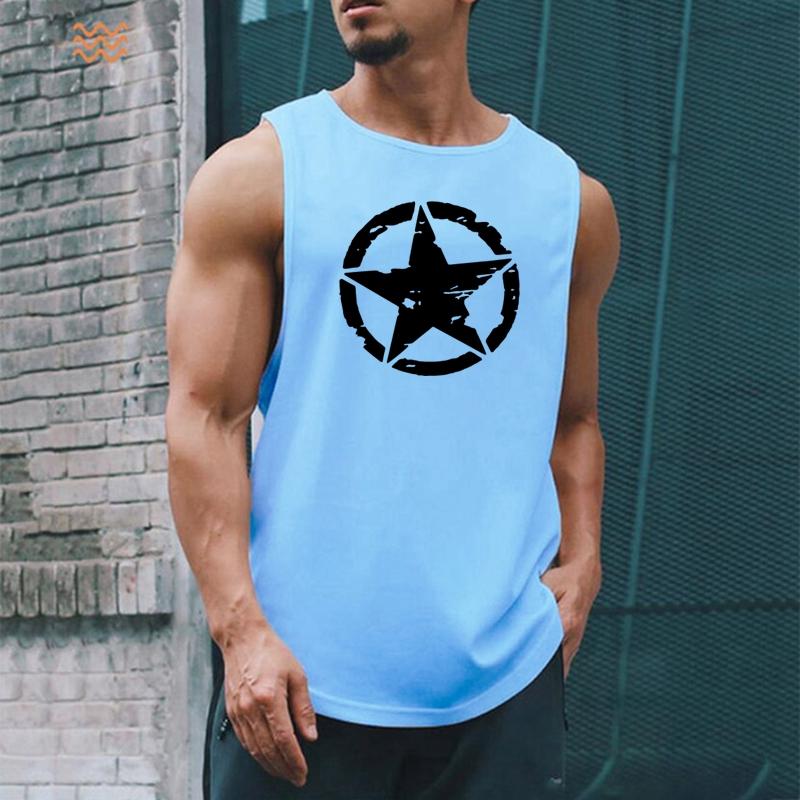 New Fashion Pure Polyester Sleeveless Shirt Vest Men's Fitness Shirt Men's Undershirt Bodybuilding Exercise Fitness Vest Fitness Men