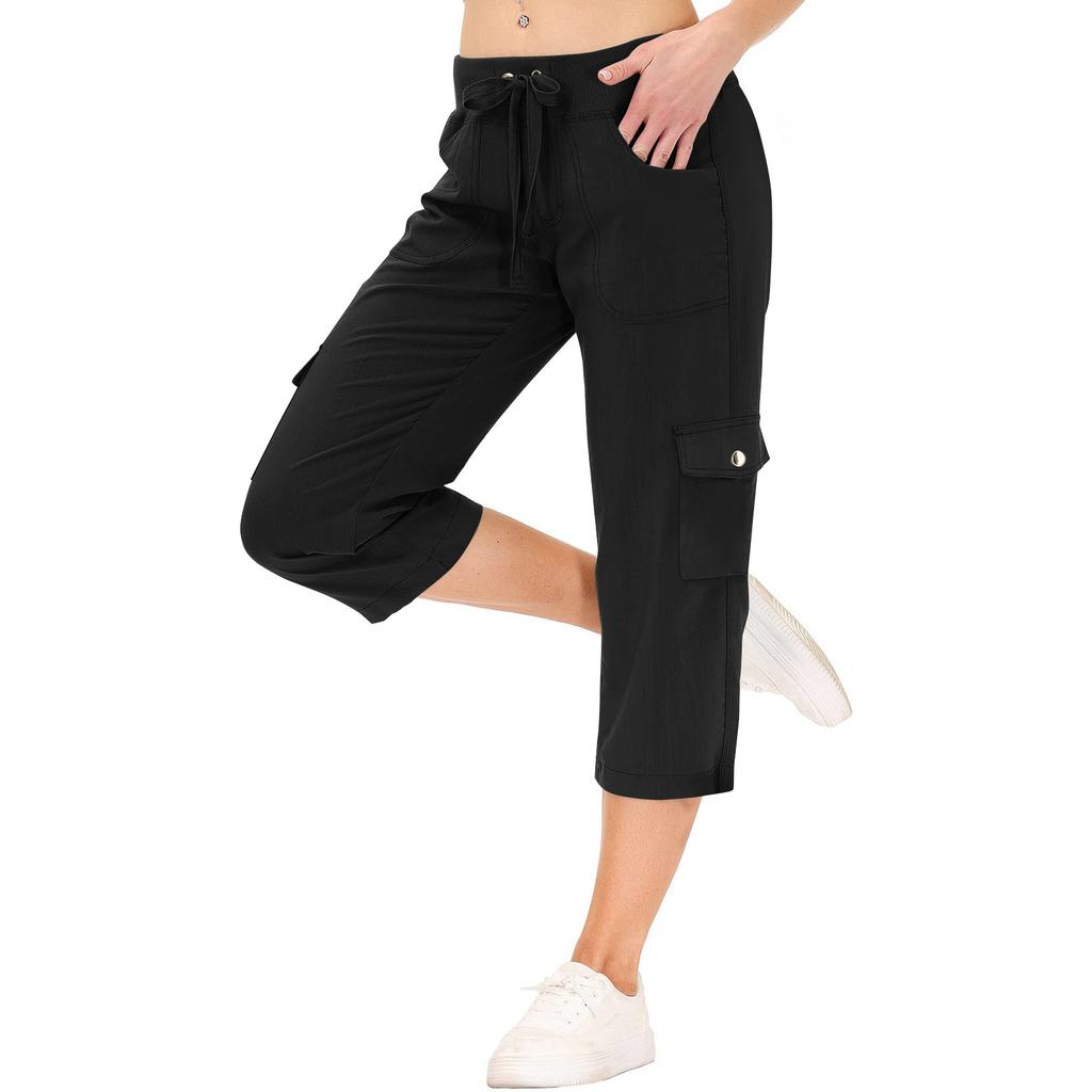 Womens Capris With Pockets Loose Fit Casual  Pants Dressy Lightweight Ladies Baggy Cargo Pants For Hiking