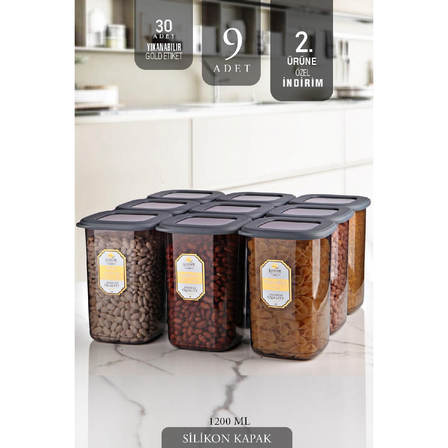 

Выгодный набор квадратных контейнеров для хранения Boly из 9 предметов с золотой маркировкой, 1200 мл - многофункциональная банка для провизии