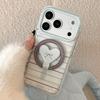 Love Magnetic Holder for Apple 17 Promax Phone Case 15 Blue Brown Bow for IPhone 16 Korean 13 Soft