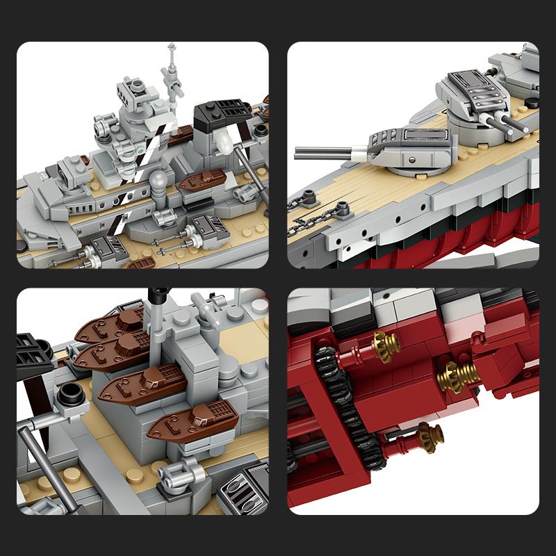2073PCS Bismarck Battleship Building Blocks Classic MOC Bricks Model Set Toys Collection Desktop Ornaments Children Adult Gifts