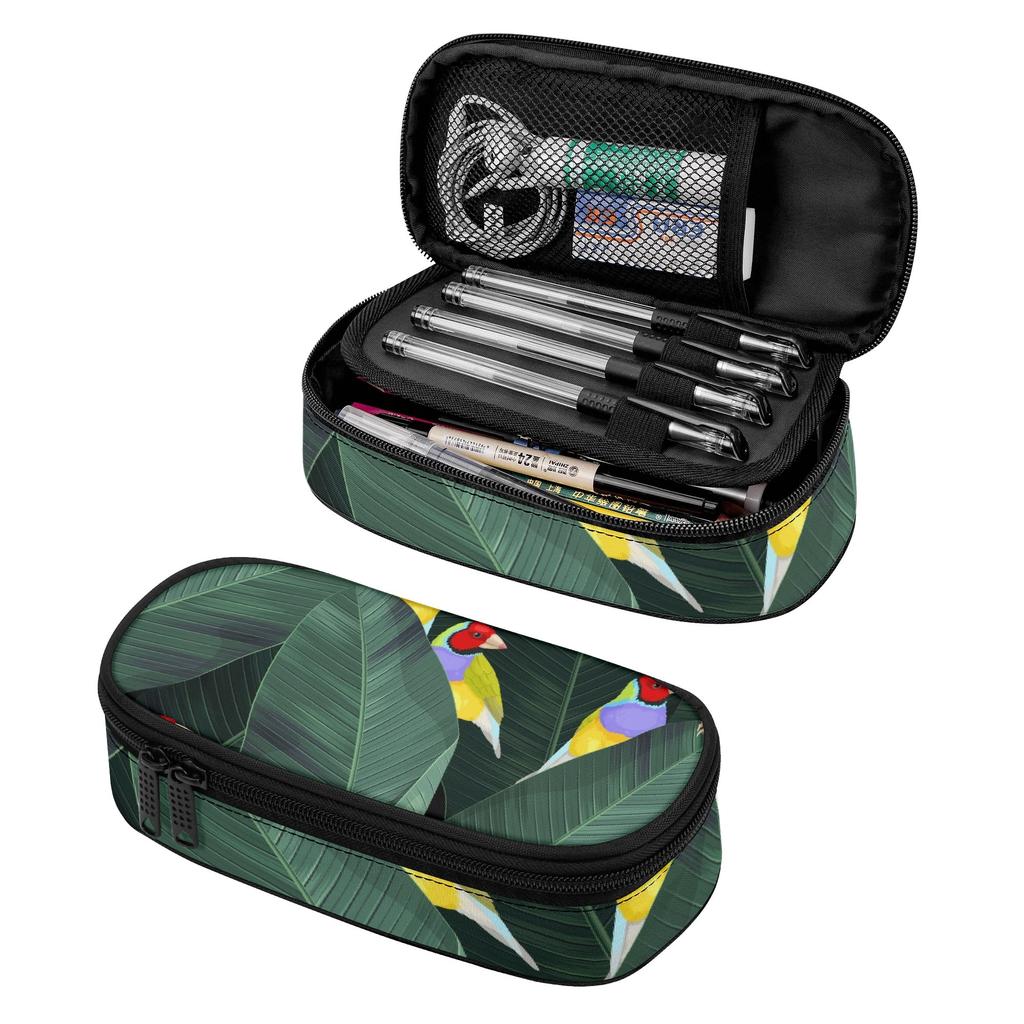 Pen Case Large Capacity Secure Zipper Durable 300D Polyester with Mesh Pocket Removable Divider and Pen Slots for Classroom Use
