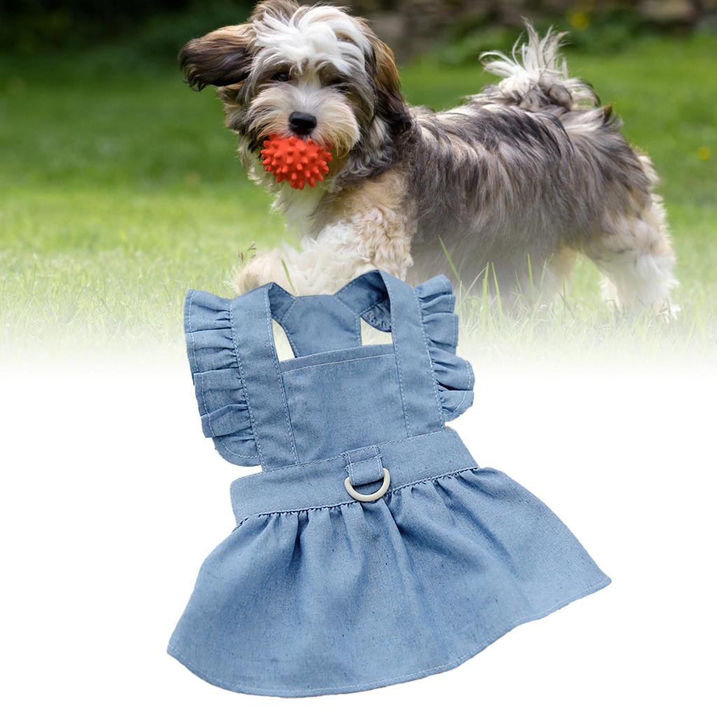 Pet Dress Cute Stylish Comfortable Side Zipper Dog Dress Costume for Spring Summer Light Blue XL