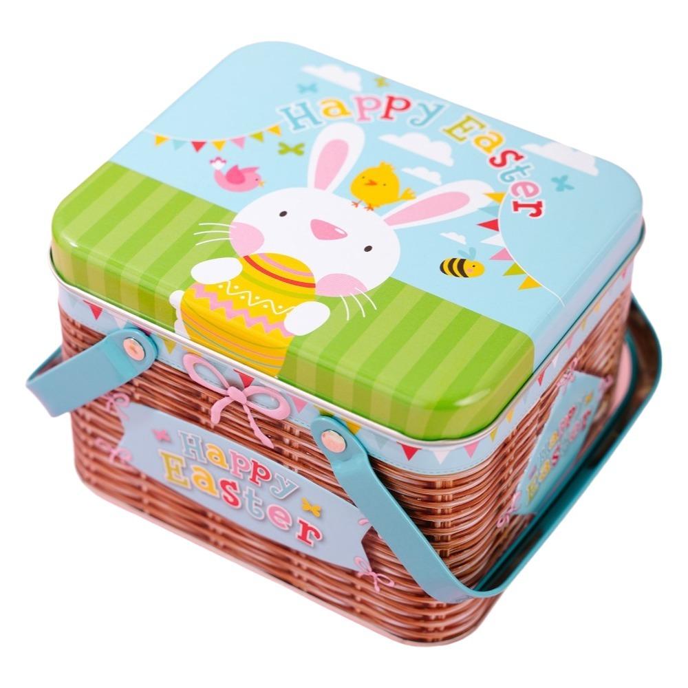 Sealing Easter Gift Boxes Cartoon Bunny Pattern Easter Boxes Easter Metal Tin Box  Boys and Girls