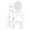 Dressing Table with Brightness Adjustment 3-colored Light Bedroom Vanity Table with 4 Drawers Large Storing Space Stable Structure Dressing Desk