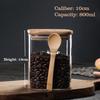 800/1000/1200ML Large Capacity Square Sealed Glass Jar with Spoon Seasoning Coffee Bean Storage Jar Home Sealed Storage tanks