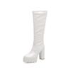 Women's high-heeled boots autumn and winter new waterproof table thick-heeled large-size solid-color medium boots