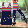 Two Tone Butterfly Print Yoga Outfit for Women Fashion Workout Leggings Fitness Sports Casual Yoga Set Sports Suit