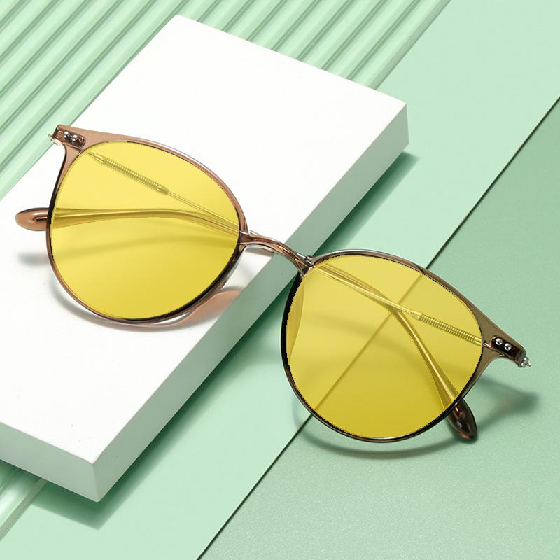 Fashion New TR Frame Night Vision Sunglasses Men Women Round Frame UV400 Sun Glasses Unisex Luxury Blue Light Blocking Computer Eyewear