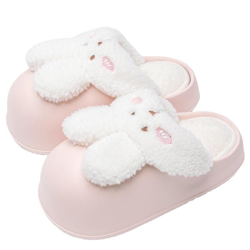 Fleece cotton slippers autumn and winter women's new thick bottom removable dismantling and washing rabbit cotton mop cute winter