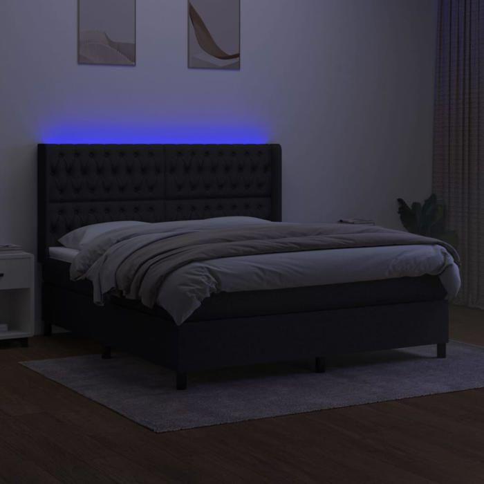 VidaXL Bed Slatted Base with Mattress and LEDs, Upholstered Bed, Double Bed, Adult Bed for Interior Bedroom, 3138567
