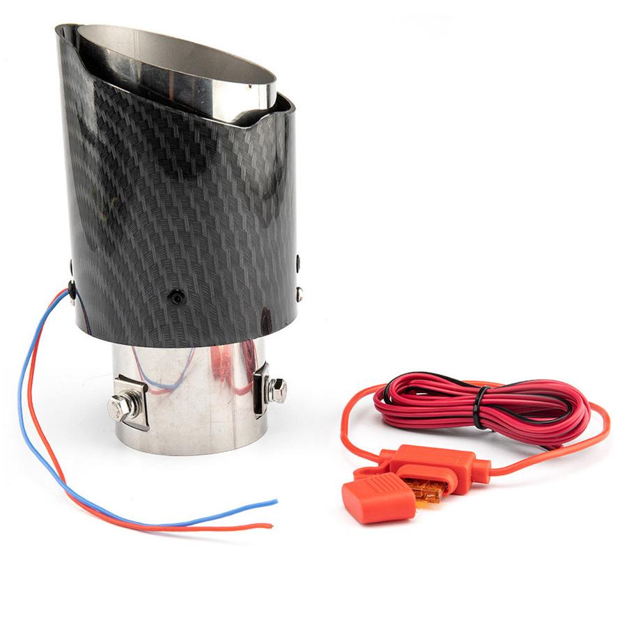 35-61mm Einlass Carbonfaser-Look Auto Auspuff Schalldämpfer Rohrabdeckung mit rotem LED-Licht